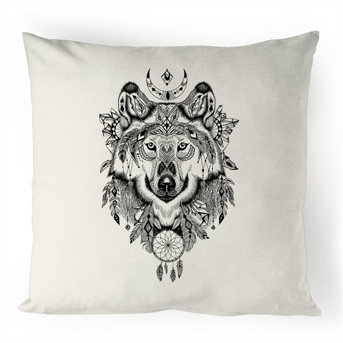 Aztec Wolf 100% Linen Cushion Cover
